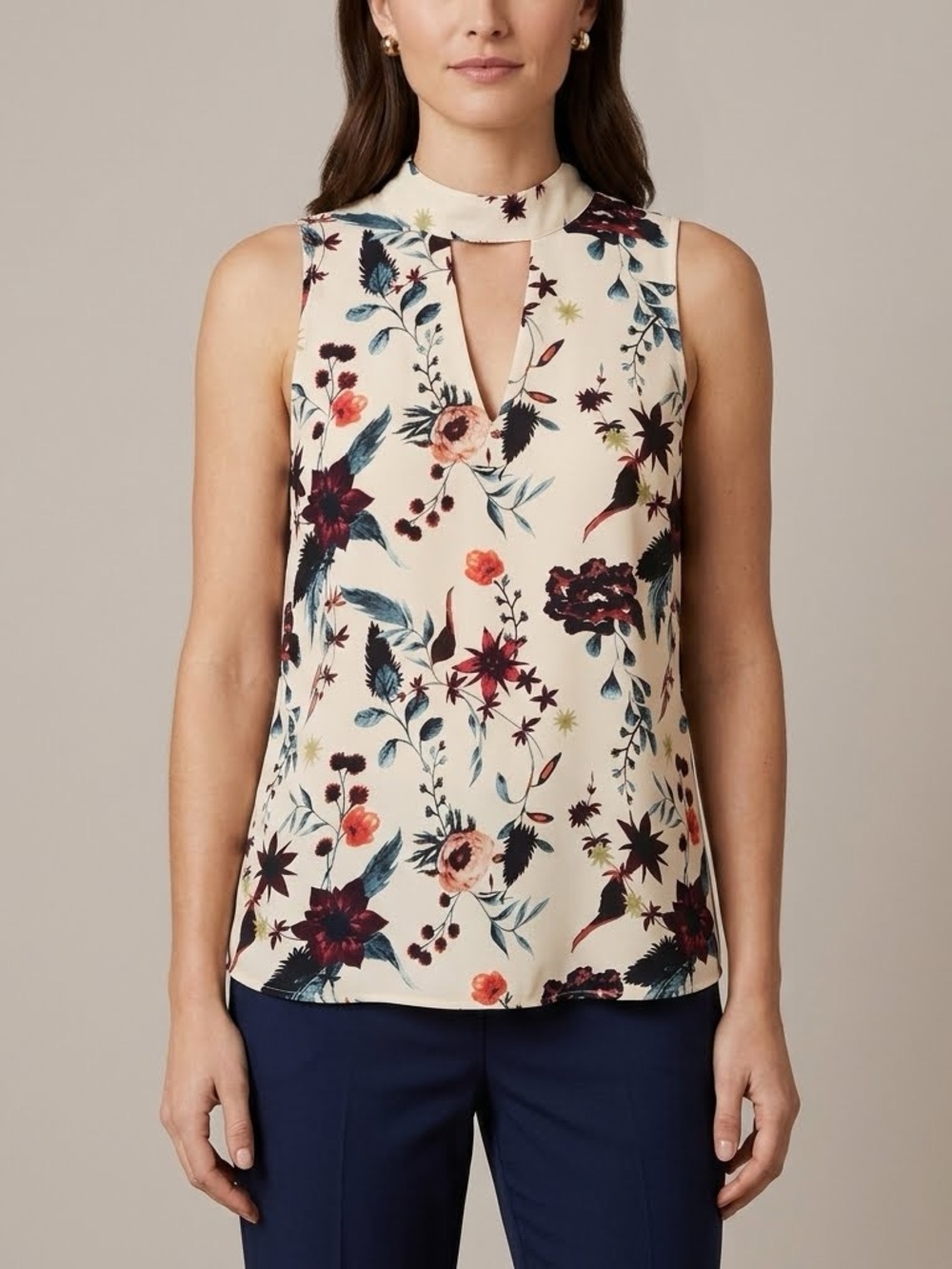 Carolina Belle Montreal Floral Sleeveless Blouse